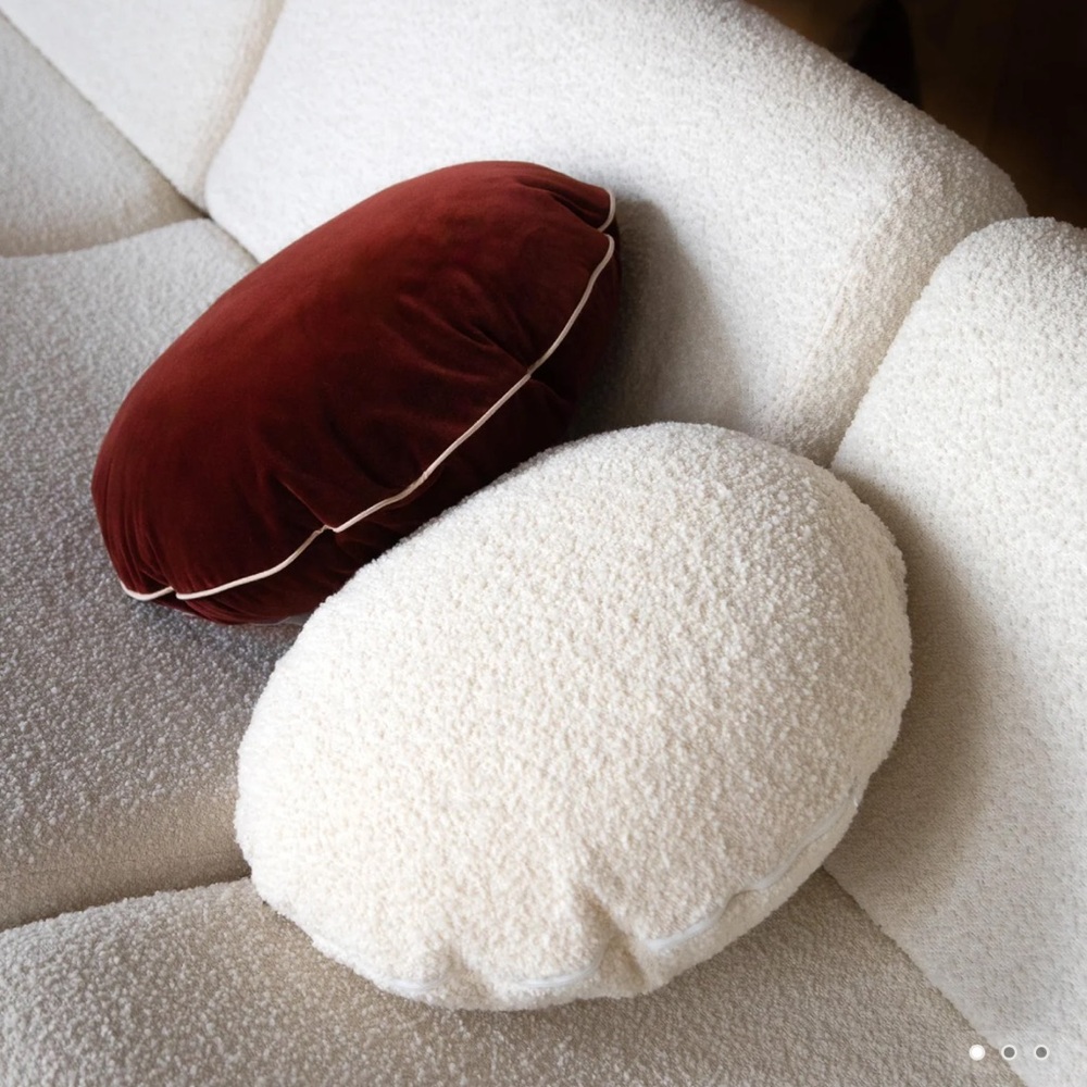 The Socialite Family Bomboloni Cream white curly wool round cushion throw pillow